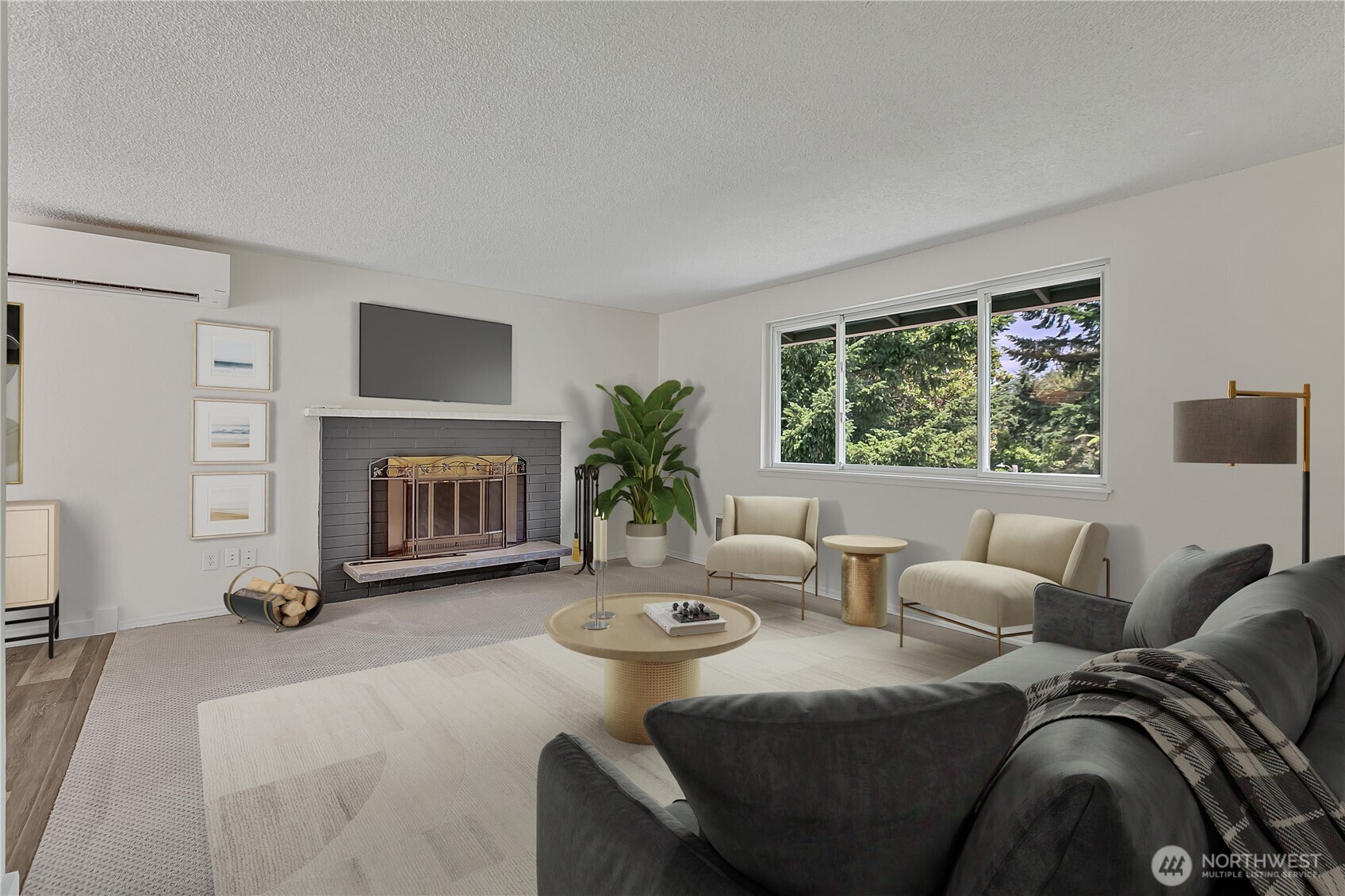 46 Ira Light Street Steilacoom, WA 98388 - Photo 6 of 35 a living room with furniture a window and a fireplace