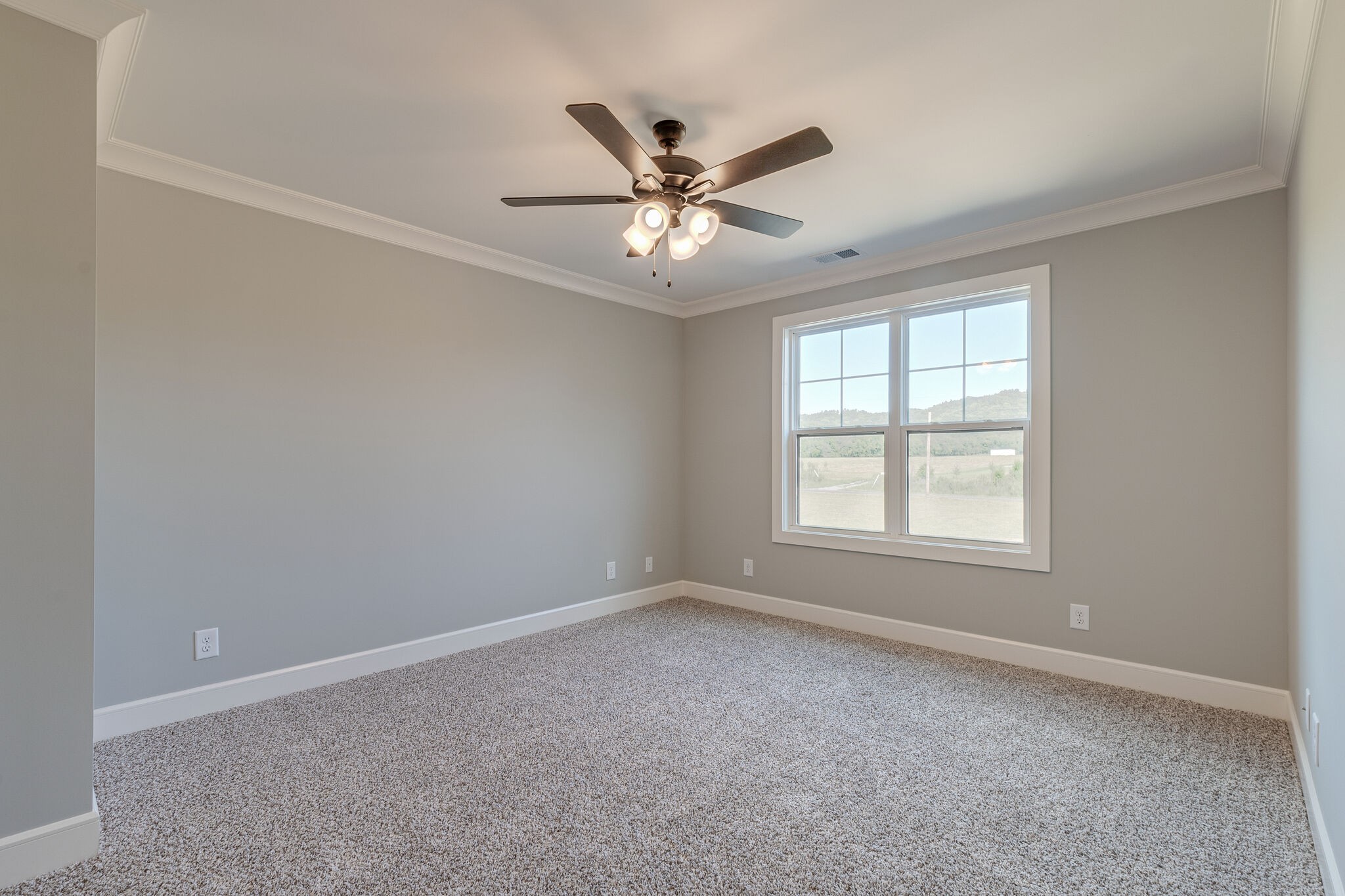 12425 North Milton Road Milton, TN 37118 - Photo 32 of 34 an empty room with a window and a ceiling fan