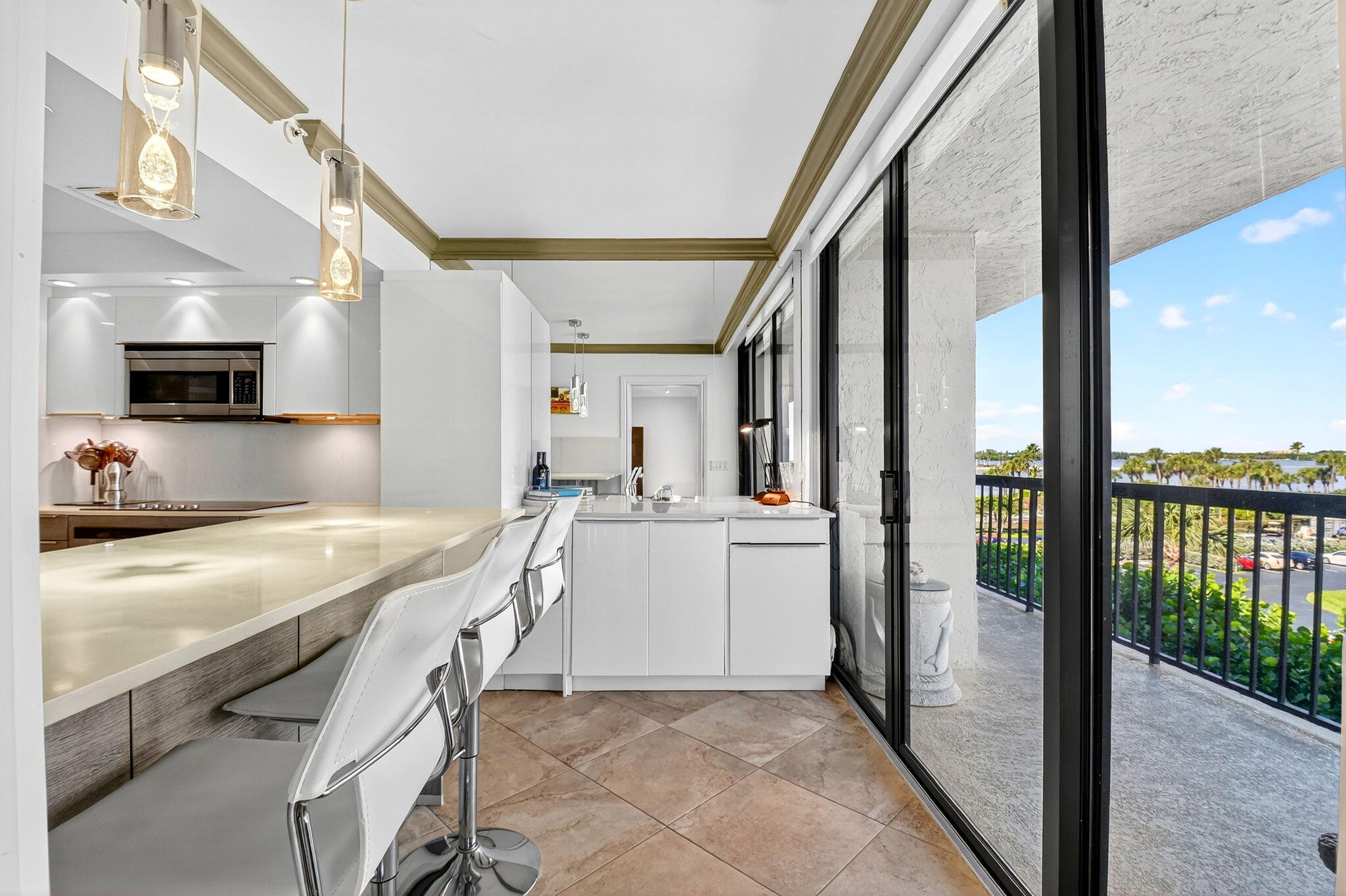 3390 South Ocean Boulevard, Unit 305 Palm Beach, FL 33480 - Photo 11 of 48 Kitchen & Intracoastal Views