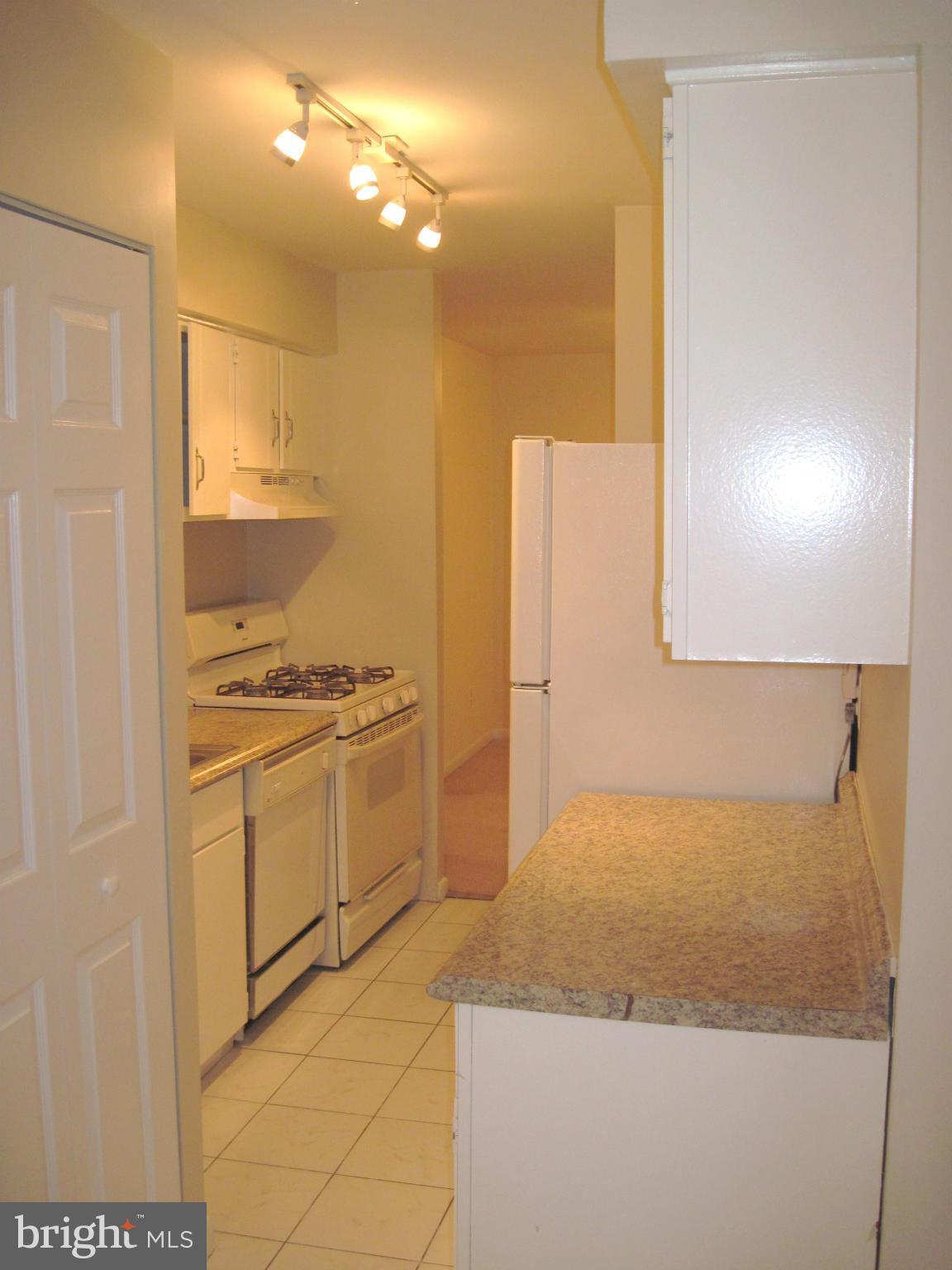 11200 Chestnut Grove Square, Unit 303 Reston, VA 20190 - Photo 11 of 30 a bathroom with a granite countertop sink a mirror and a shower