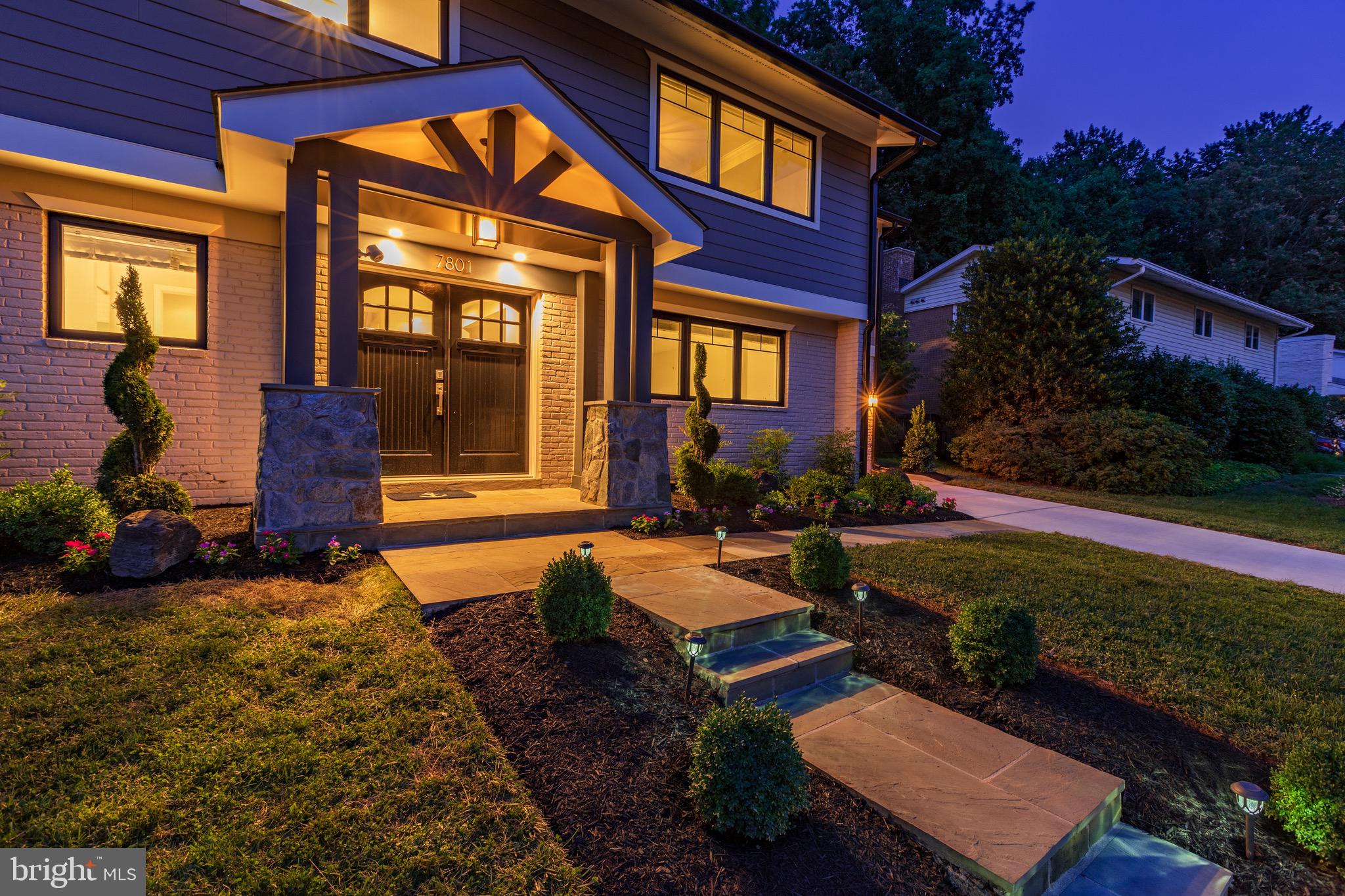 7801 Beech Tree Road Bethesda, MD 20817 - Photo 5 of 52 Home Front Exterior-Twilight