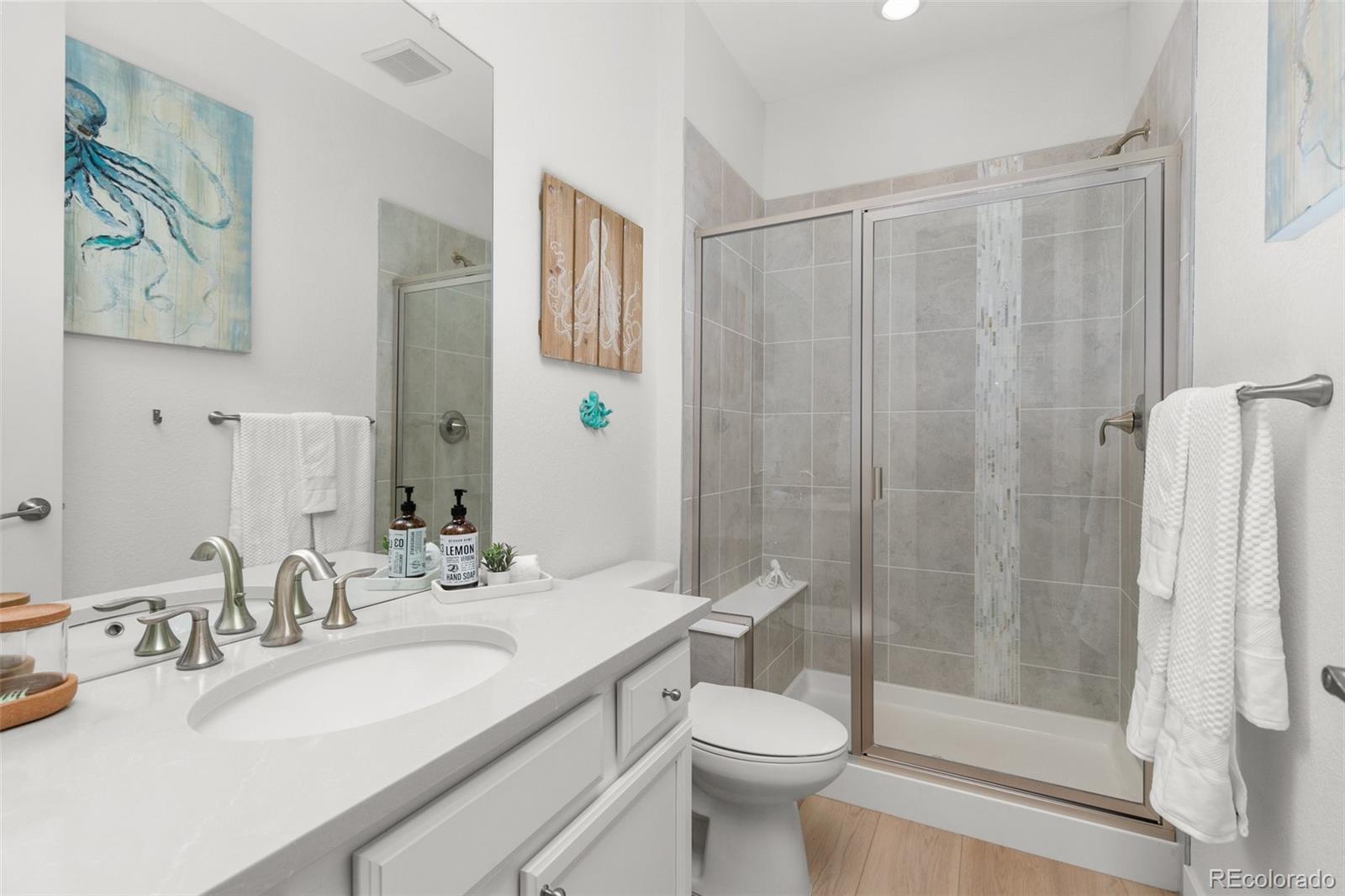 6267 North Florence Way Denver, CO 80238 - Photo 20 of 41 a bathroom with a sink toilet and shower