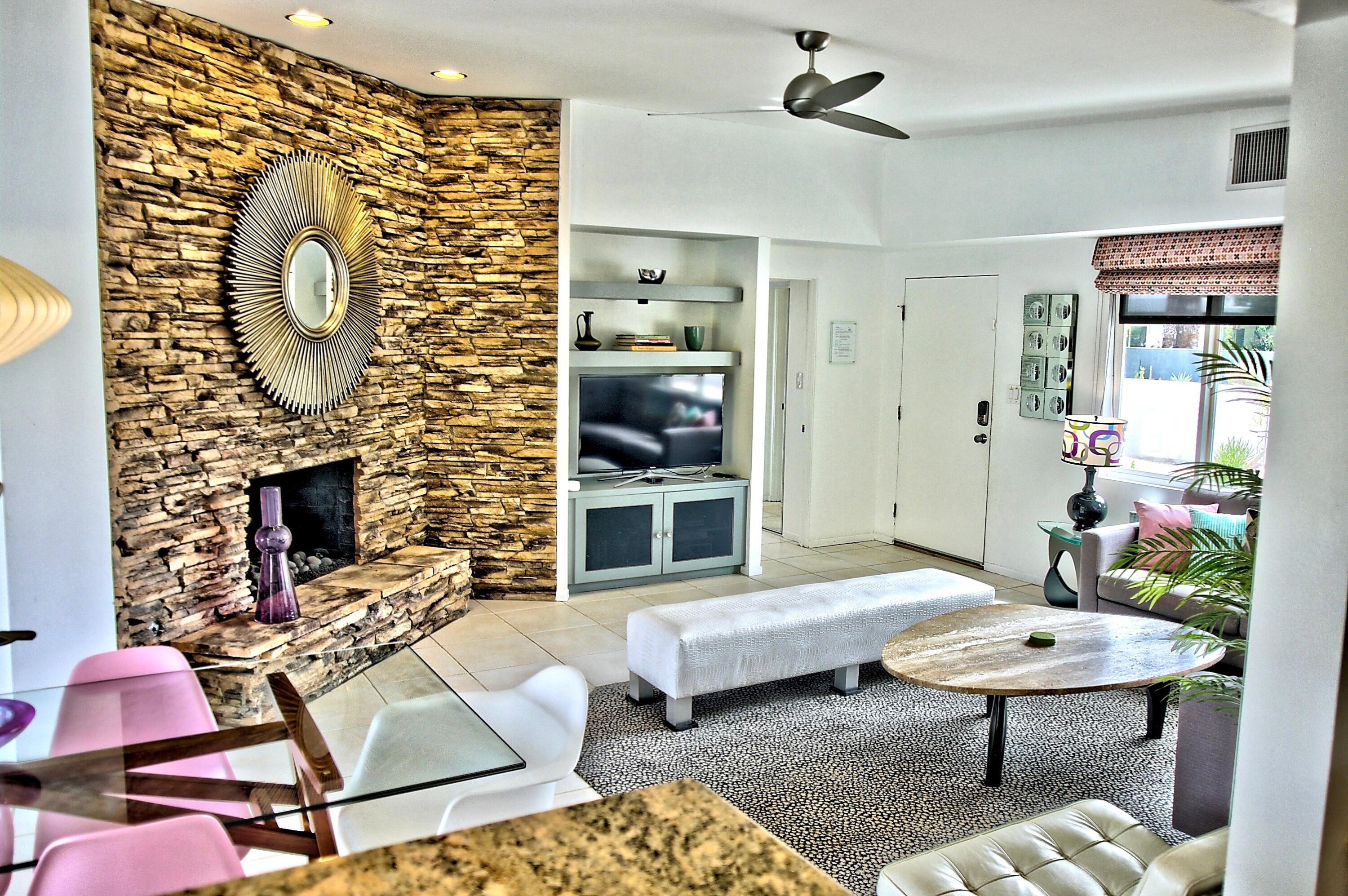 1443 North Vaquero Road Palm Springs, CA 92262 - Photo 32 of 70 Stacked Stone Fireplace