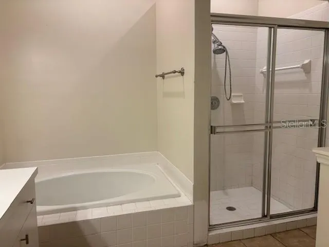 a bathroom with a bathtub