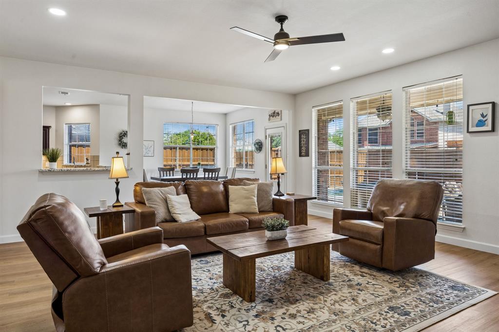 5315 Summit Knoll Trail Sachse, TX 75048 - Photo 13 of 40 a living room with furniture ceiling fan and a window