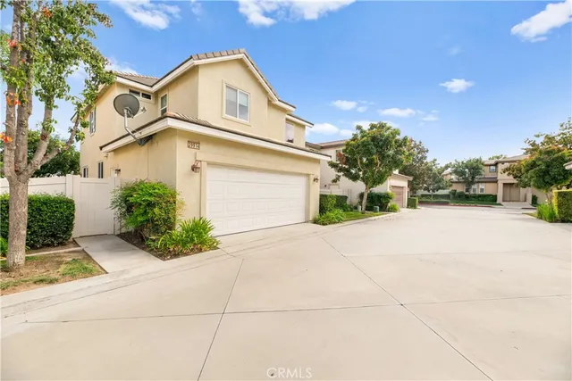 a view of a city with lawn chairs