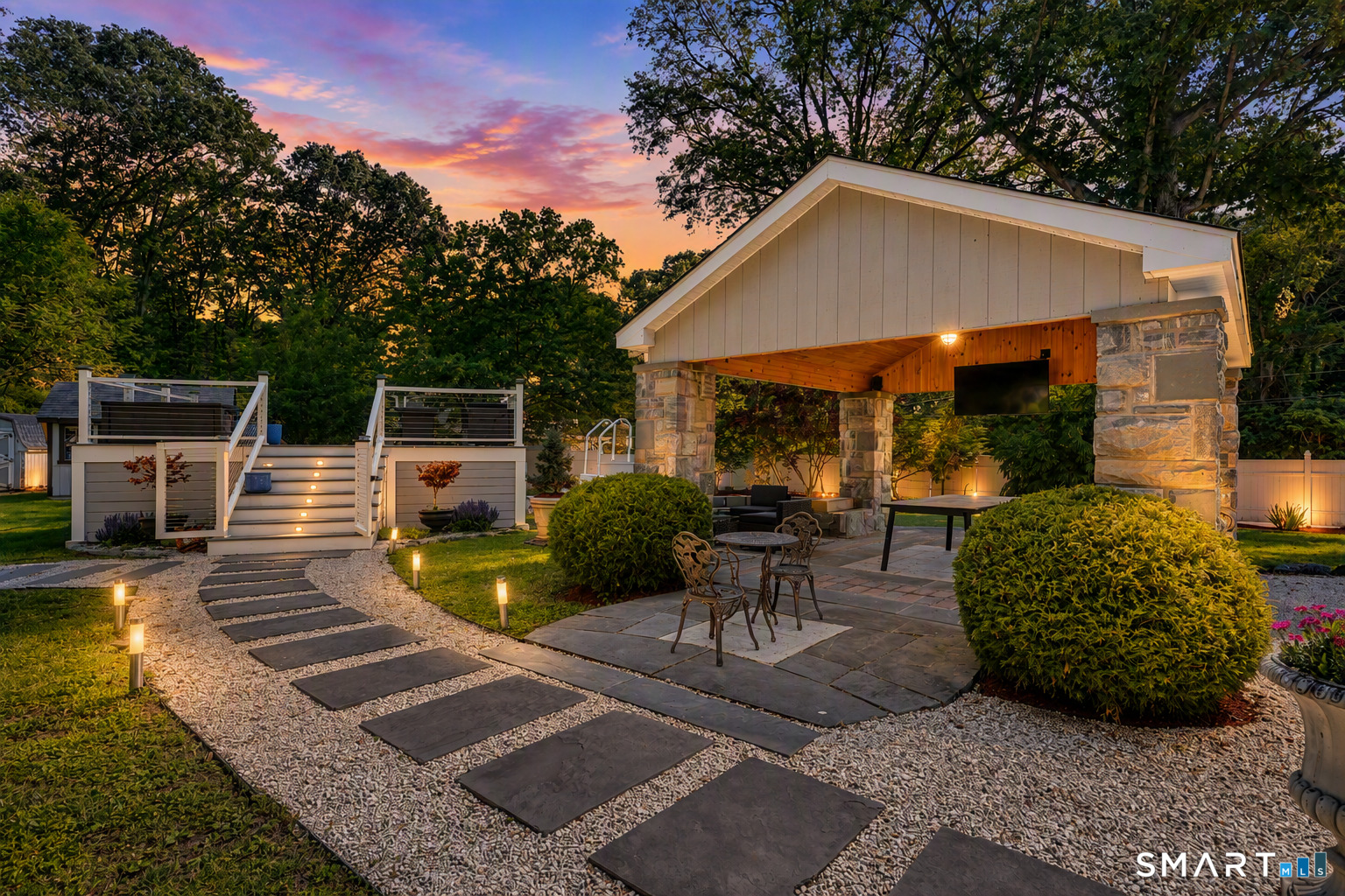 Stone gazebo with electricity and TV
