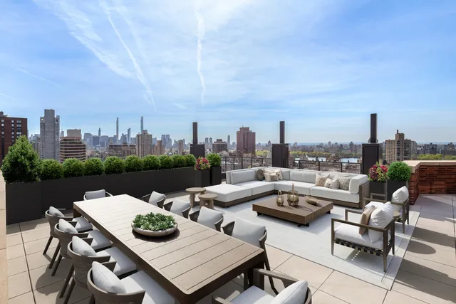 a view of a terrace with furniture