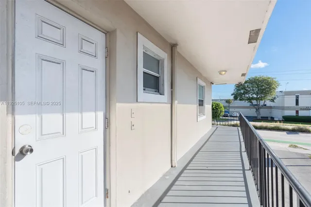 a view of a balcony dining room
