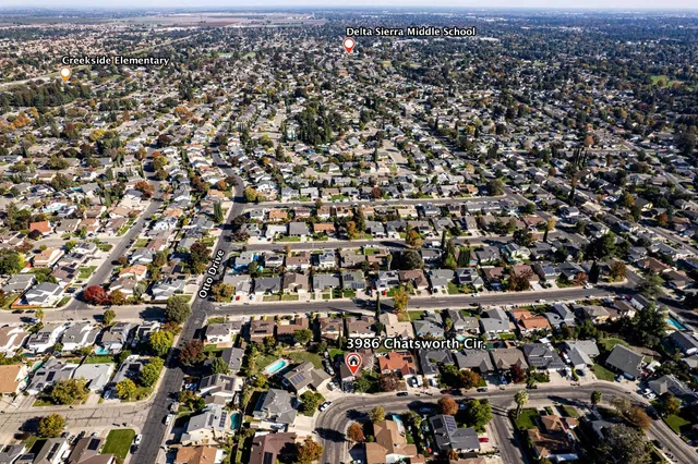 an aerial view of multiple house