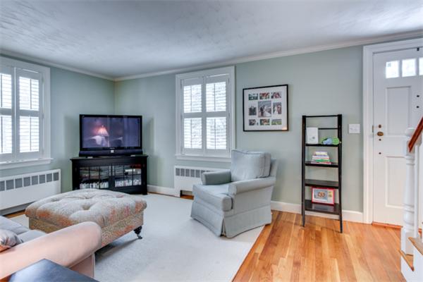35 Woodland Road Wayland, MA 01778 - Photo 6 of 30 a living room with furniture and a flat screen tv