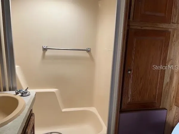 a bathroom with a tub