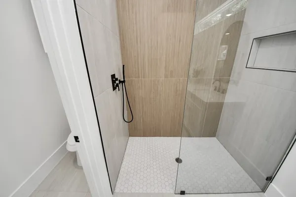 a bathroom with a shower