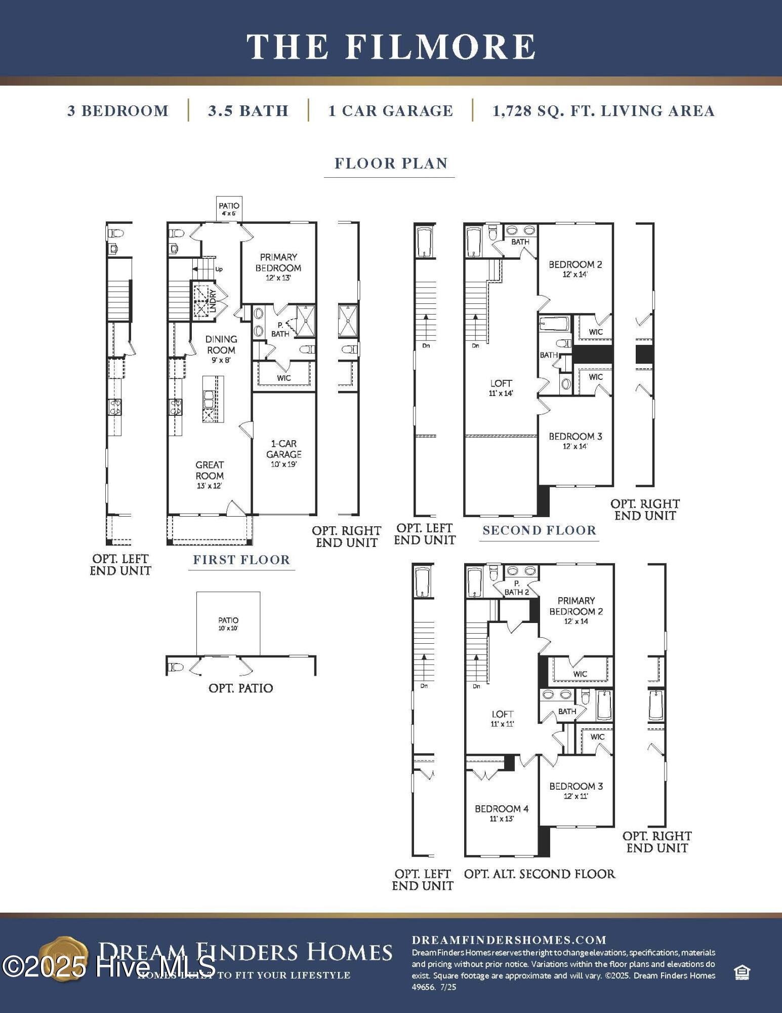 826 Palm Frond Way Calabash, NC 28467 - Photo 35 of 35 Floor plans with optional 4th bedroom showing, this home is 3 bedrooms