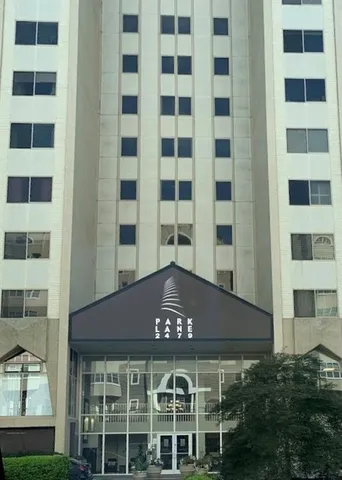 a front view of a building with a window