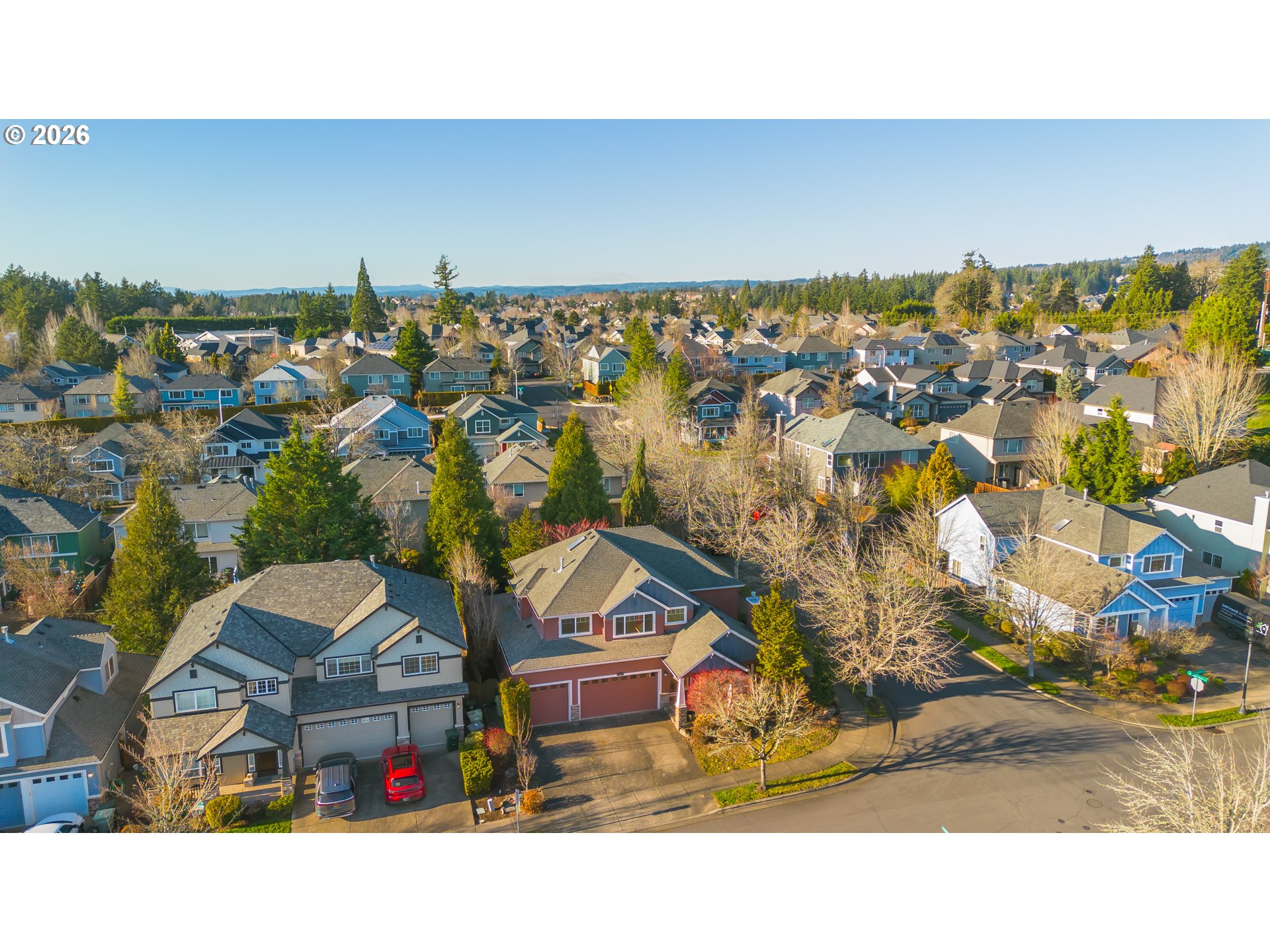3637 Northwest Lansbrook Terrace Portland, OR 97229 - Photo 34 of 43 an aerial view of a house with a swimming pool and outdoor space