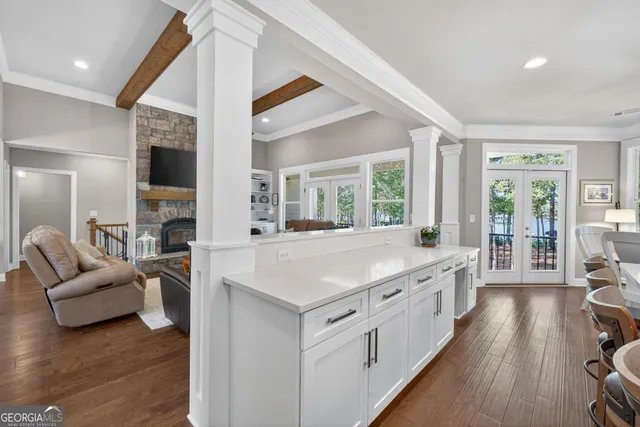 a bathroom with a shower and a toilet