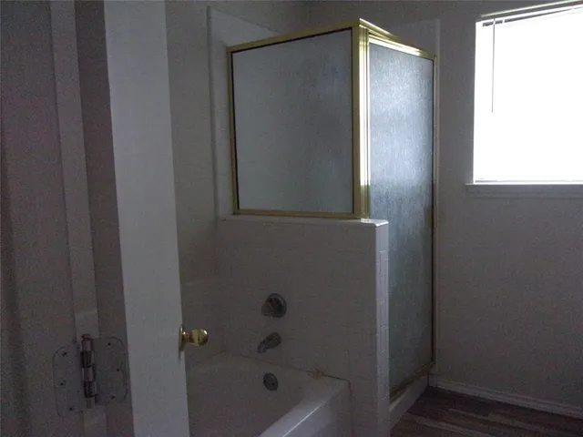 a bathroom with a bathtub