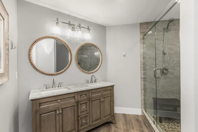 a bathroom with a shower