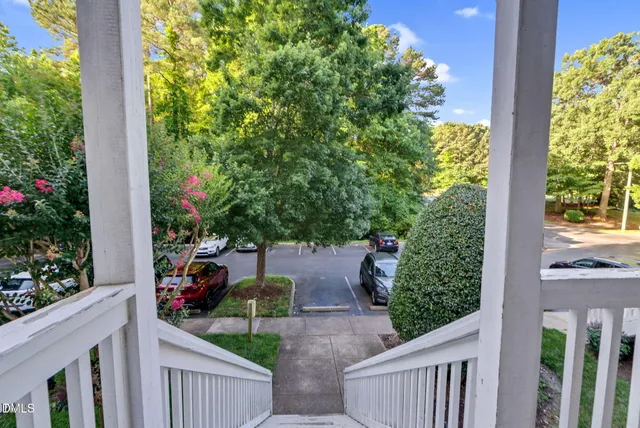 a view of a porch with furniture