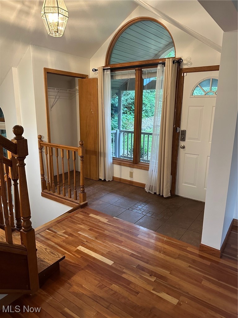 1224 Ridge Road Salem, OH 44460 - Photo 12 of 48 Entryway featuring hardwood / wood-style flooring and lofted ceiling