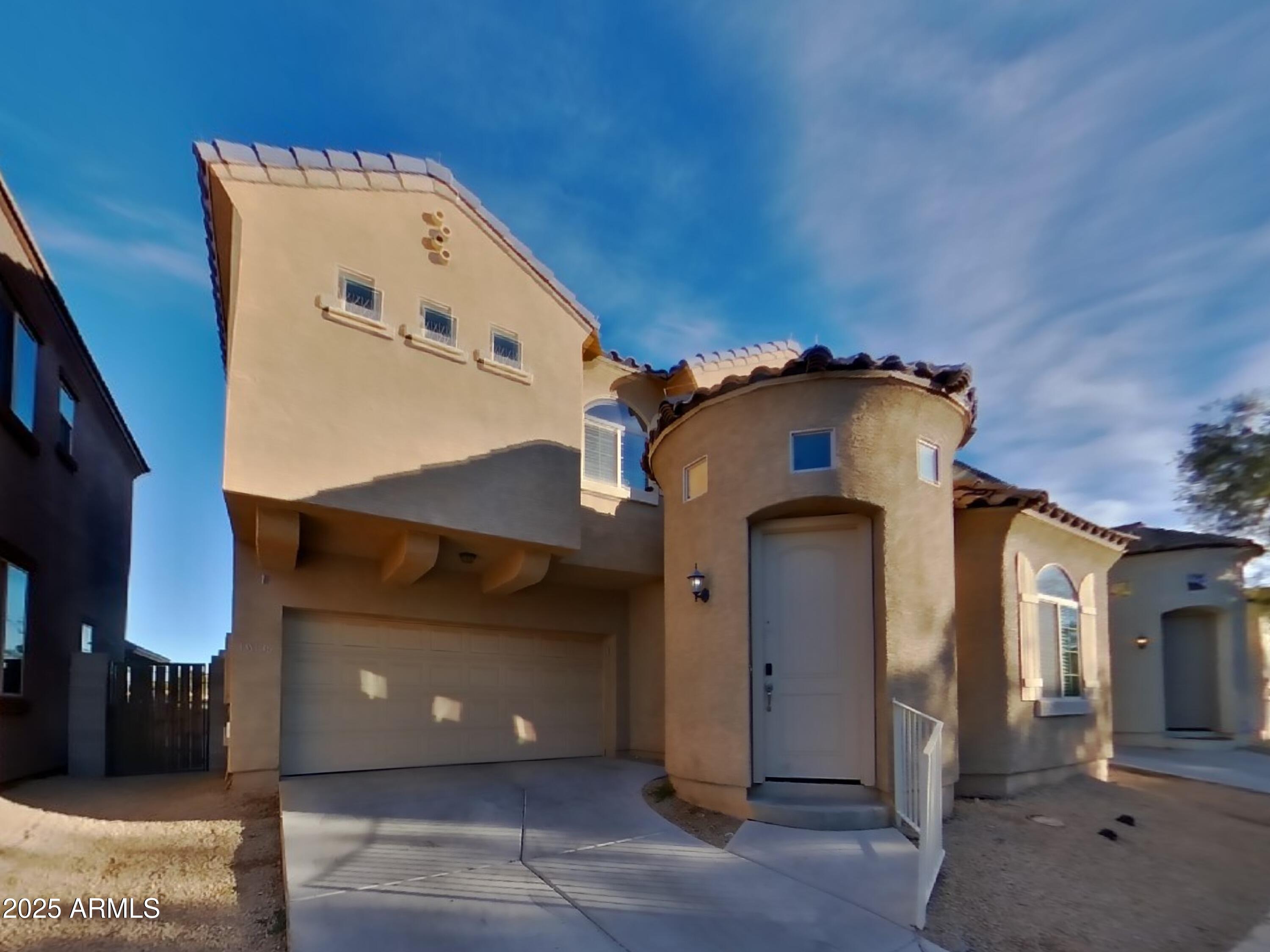 a front view of a house with a shower