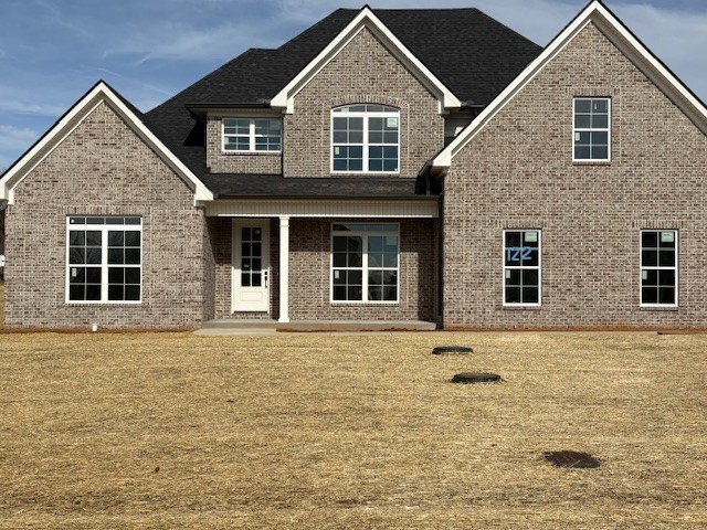 a front view of a house with windows