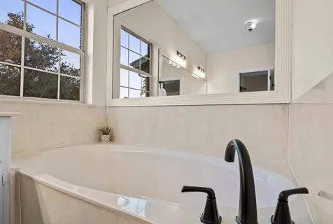 a bathroom with a bathtub