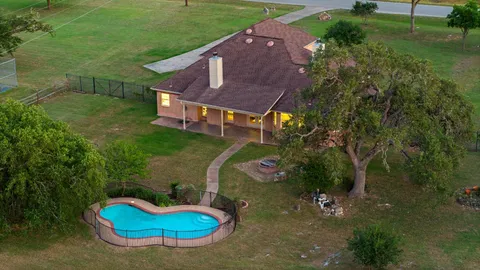 an aerial view of a house