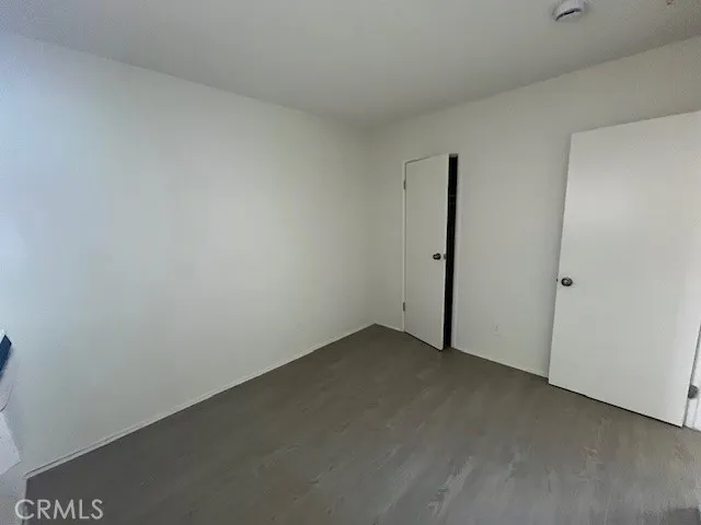 an empty room with a door