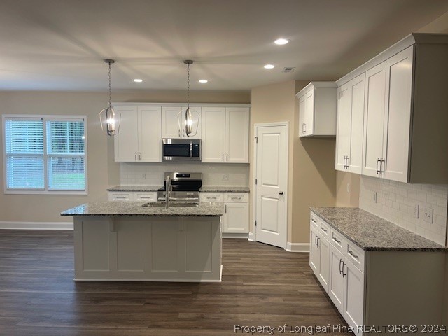 179 Rocking Canal Place Erwin, NC 28339 - Photo 4 of 17 a kitchen with stainless steel appliances granite countertop a sink stove and refrigerator