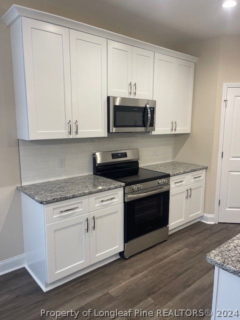 179 Rocking Canal Place Erwin, NC 28339 - Photo 6 of 17 a kitchen with stainless steel appliances granite countertop a stove a sink and white cabinets