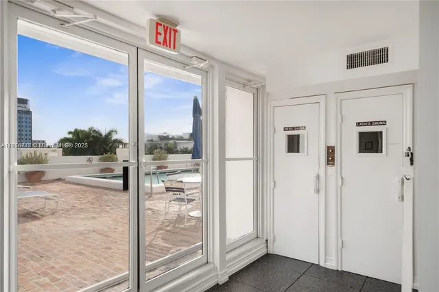 a view of a back door of the house