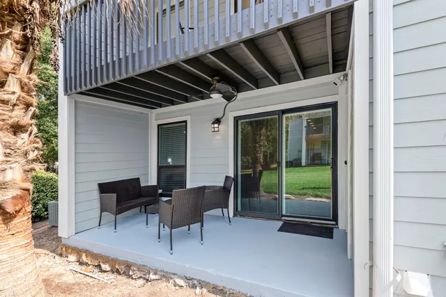 a outdoor living space with furniture