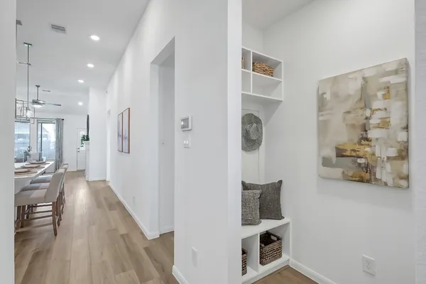 view of living room with furniture and wooden floor