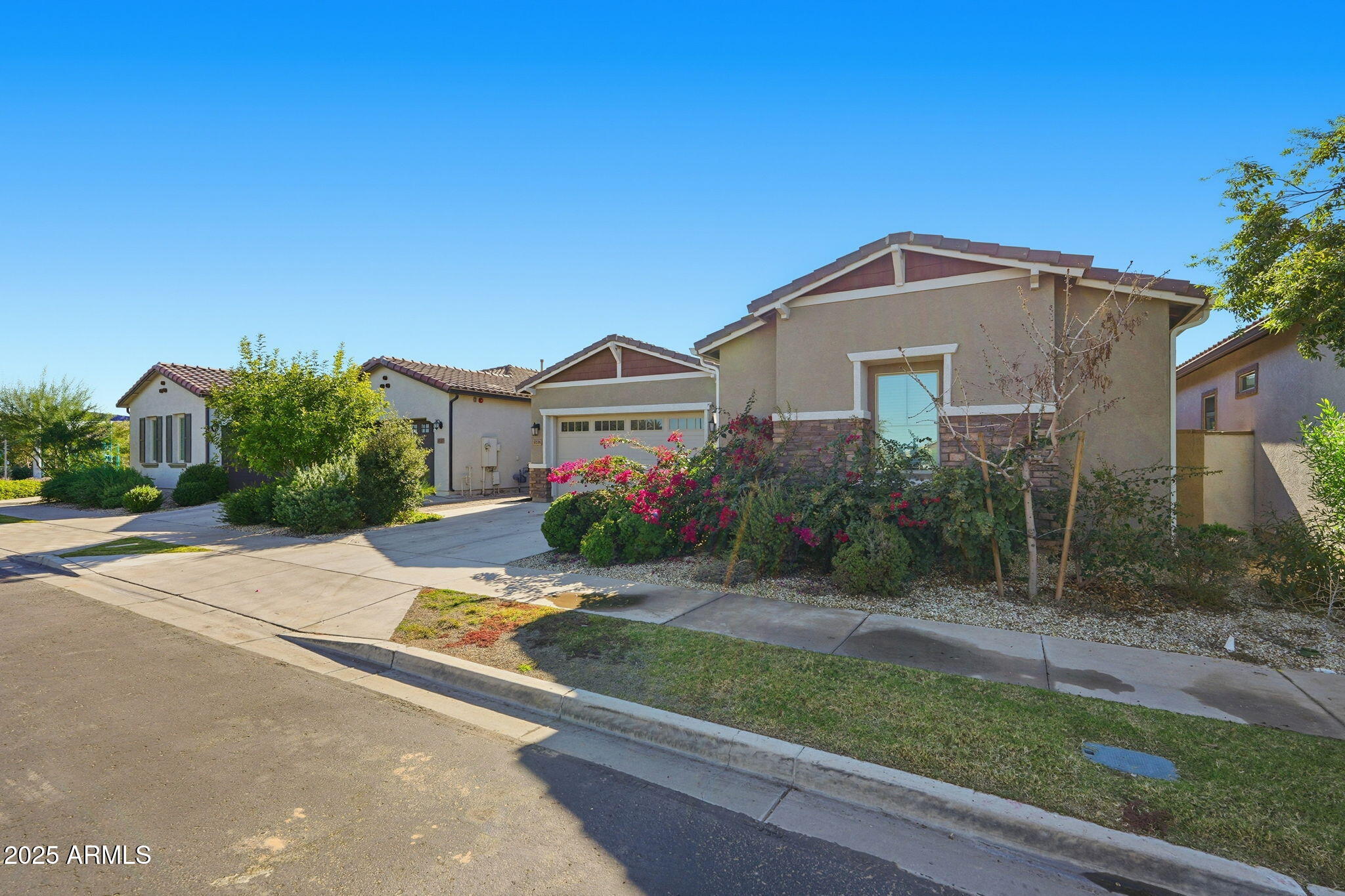 9749 East Tahoe Avenue Mesa, AZ 85212 - Photo 28 of 41 a front view of a house with a yard and potted plants