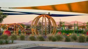 a view of outdoor space with garden and seating area