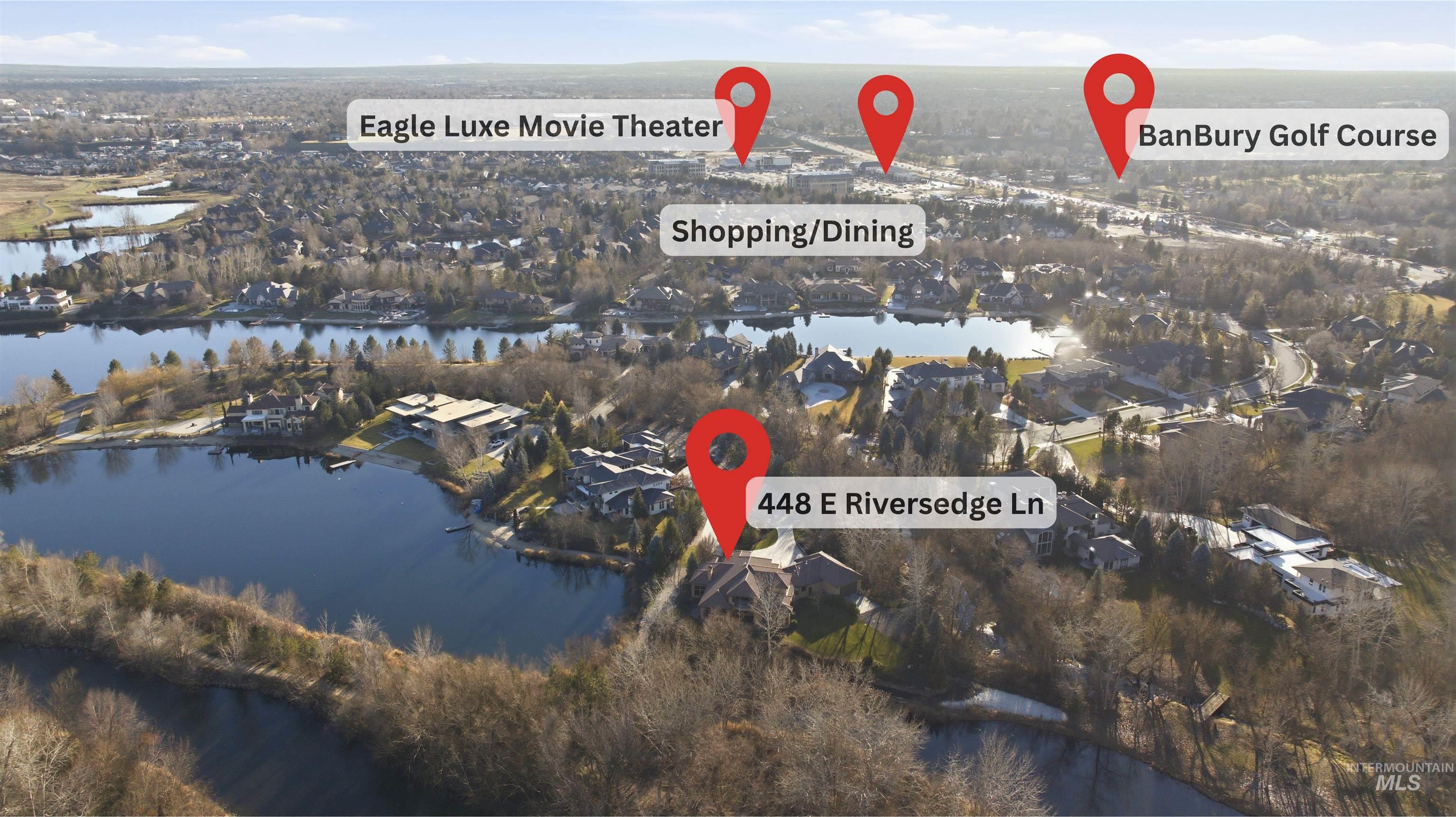 448 East Riversedge Lane Eagle, ID 83616 - Photo 45 of 50 Aerial view of property's location with a nearby body of water