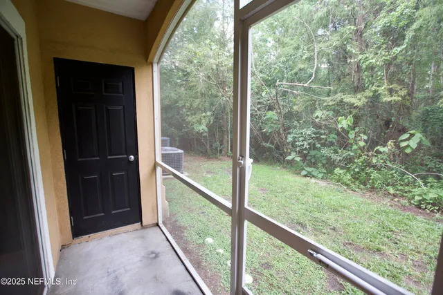 a view of a glass door