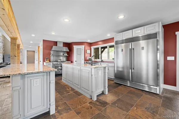 a kitchen with lots of counter top space