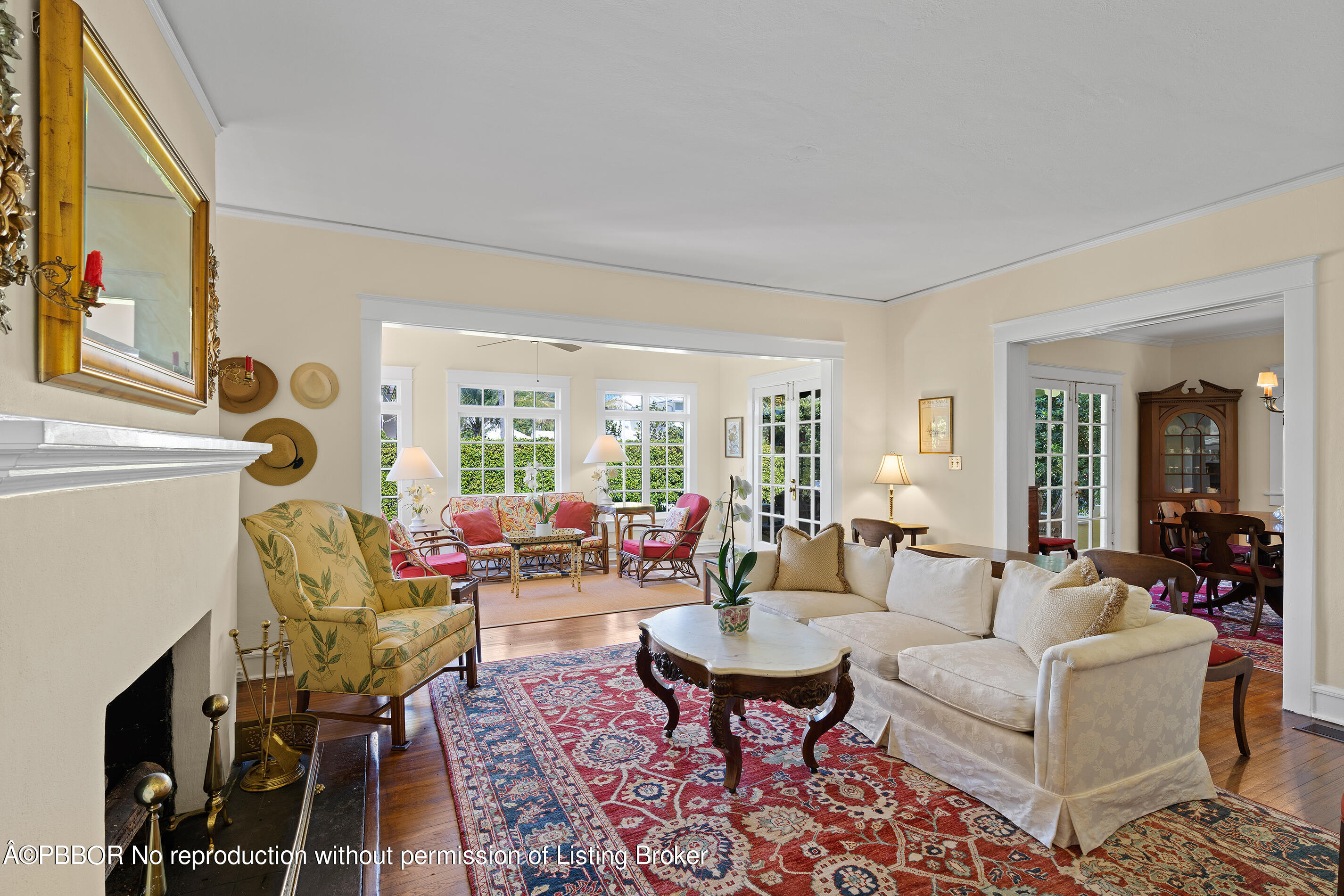 225 South County Road Palm Beach, FL 33480 - Photo 7 of 22 a living room with furniture and a fireplace