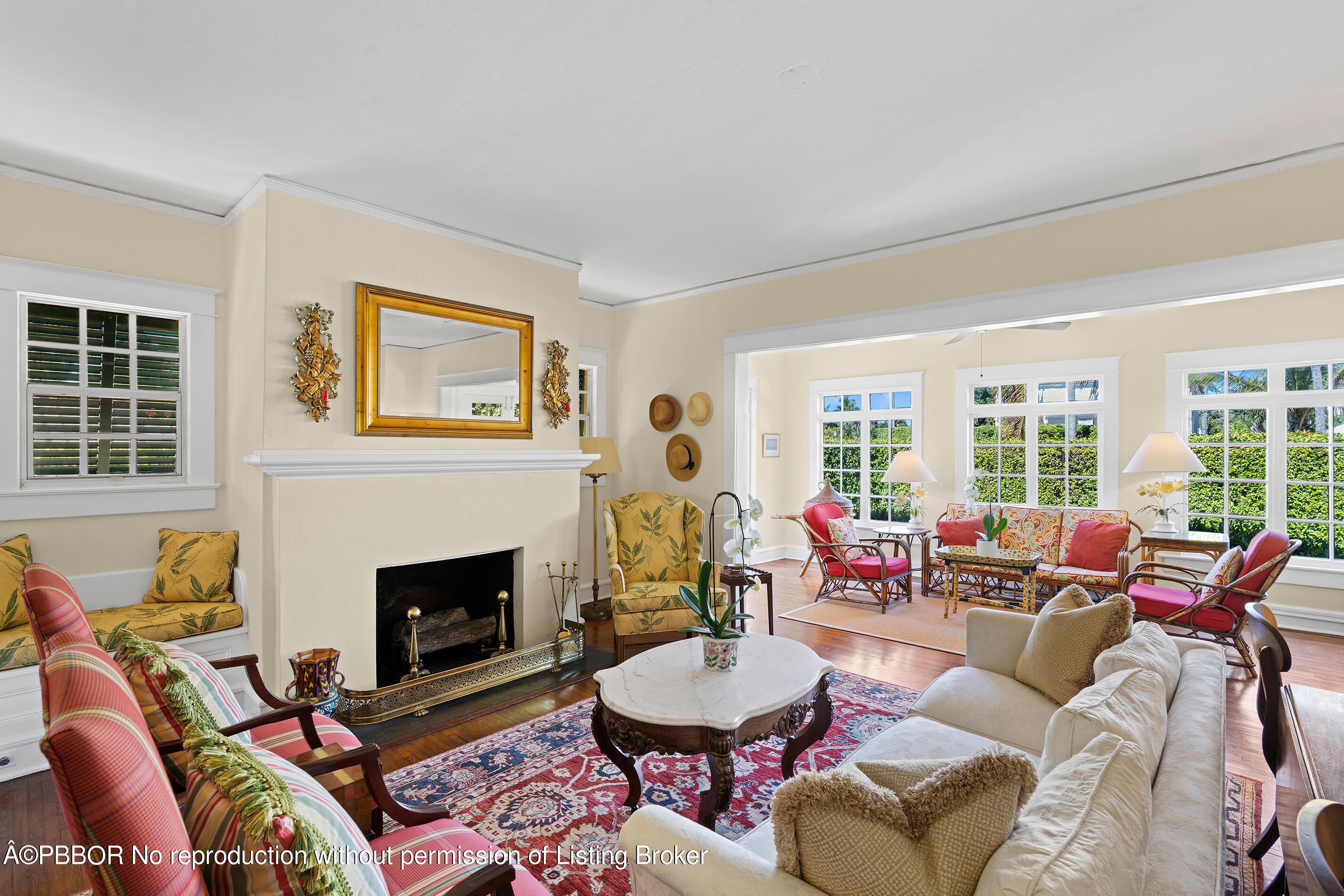 225 South County Road Palm Beach, FL 33480 - Photo 8 of 22 a living room with furniture a window and a fireplace