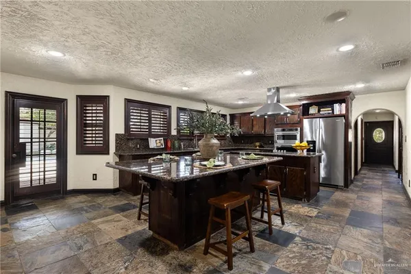 a kitchen with lots of counter top space