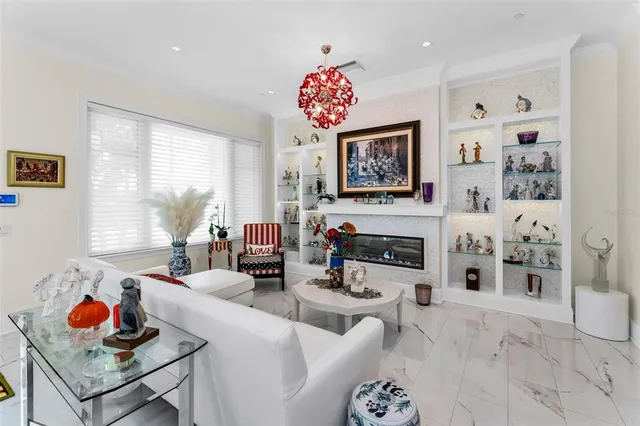 a outdoor dining space with furniture