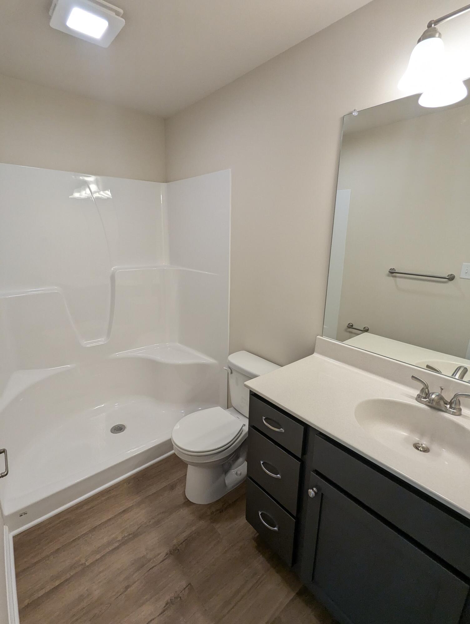 251 Bellingham Drive Bushkill, PA 18324 - Photo 4 of 53 a bathroom with a sink a toilet a mirror and shower