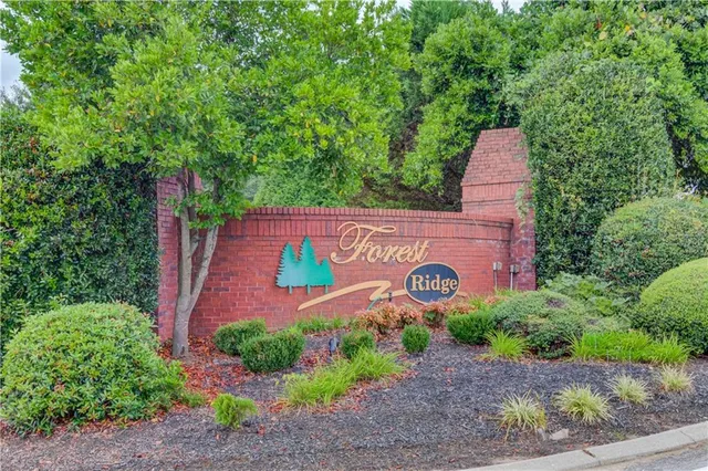 a view of a sign in a garden