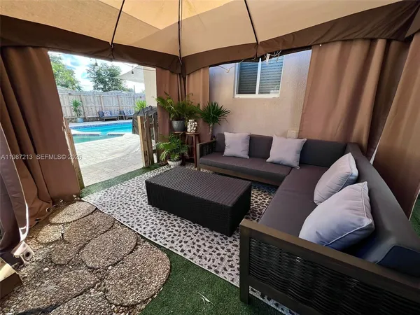 a living room with furniture