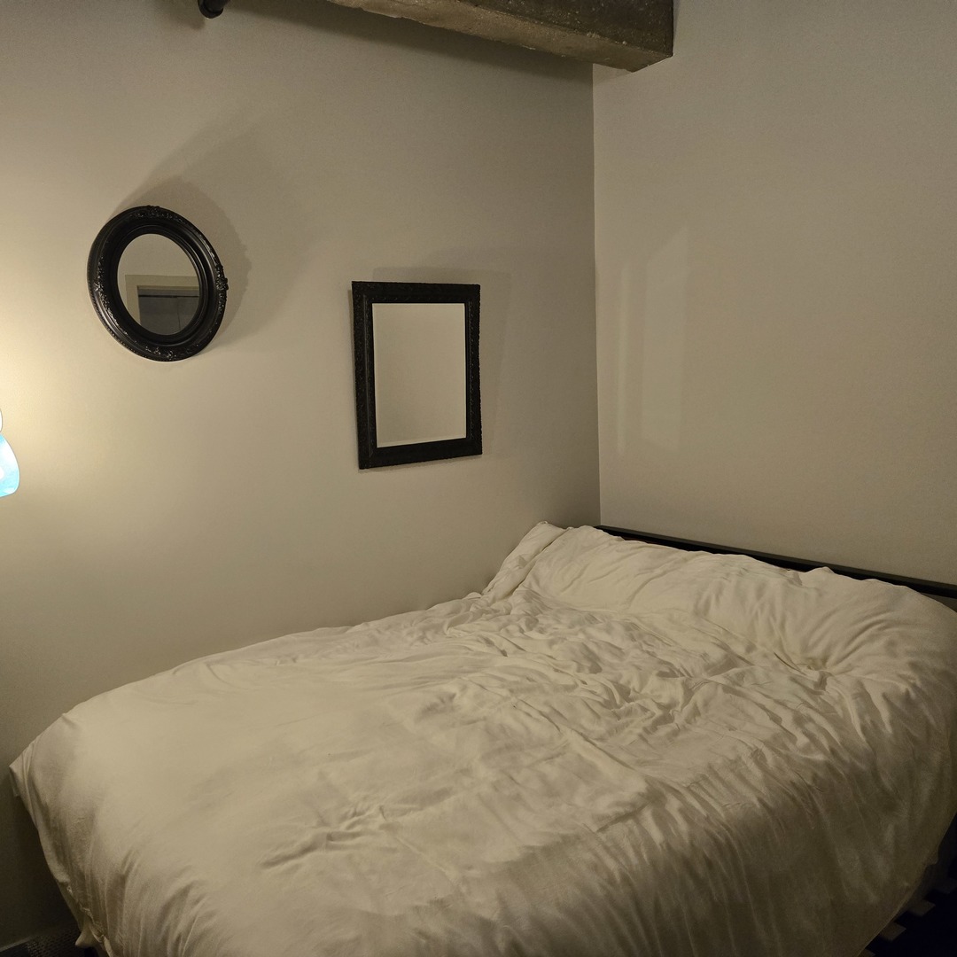 1111 West 15th Street, Unit 228 Chicago, IL 60608 - Photo 21 of 32 a bedroom with a bed and a wall painting