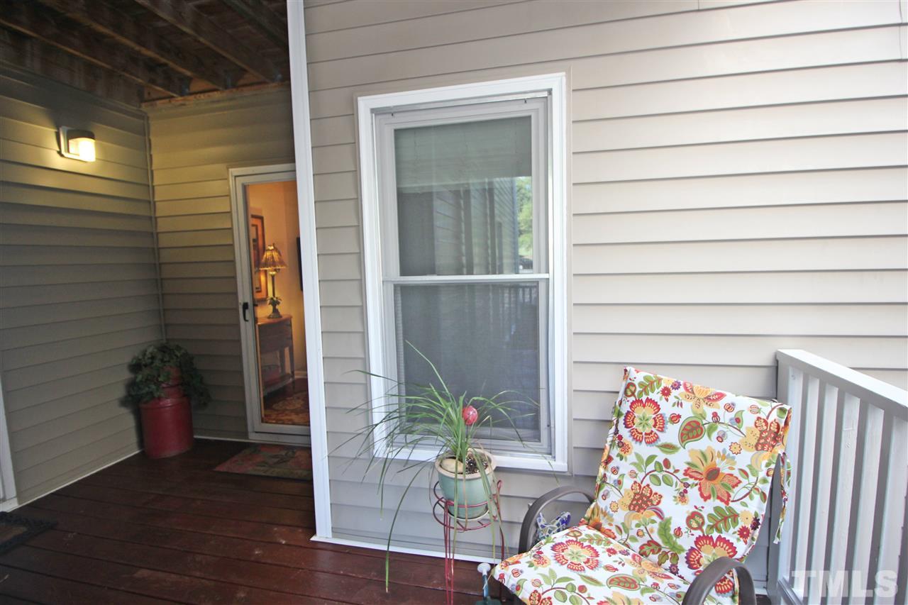 a bench in front of door