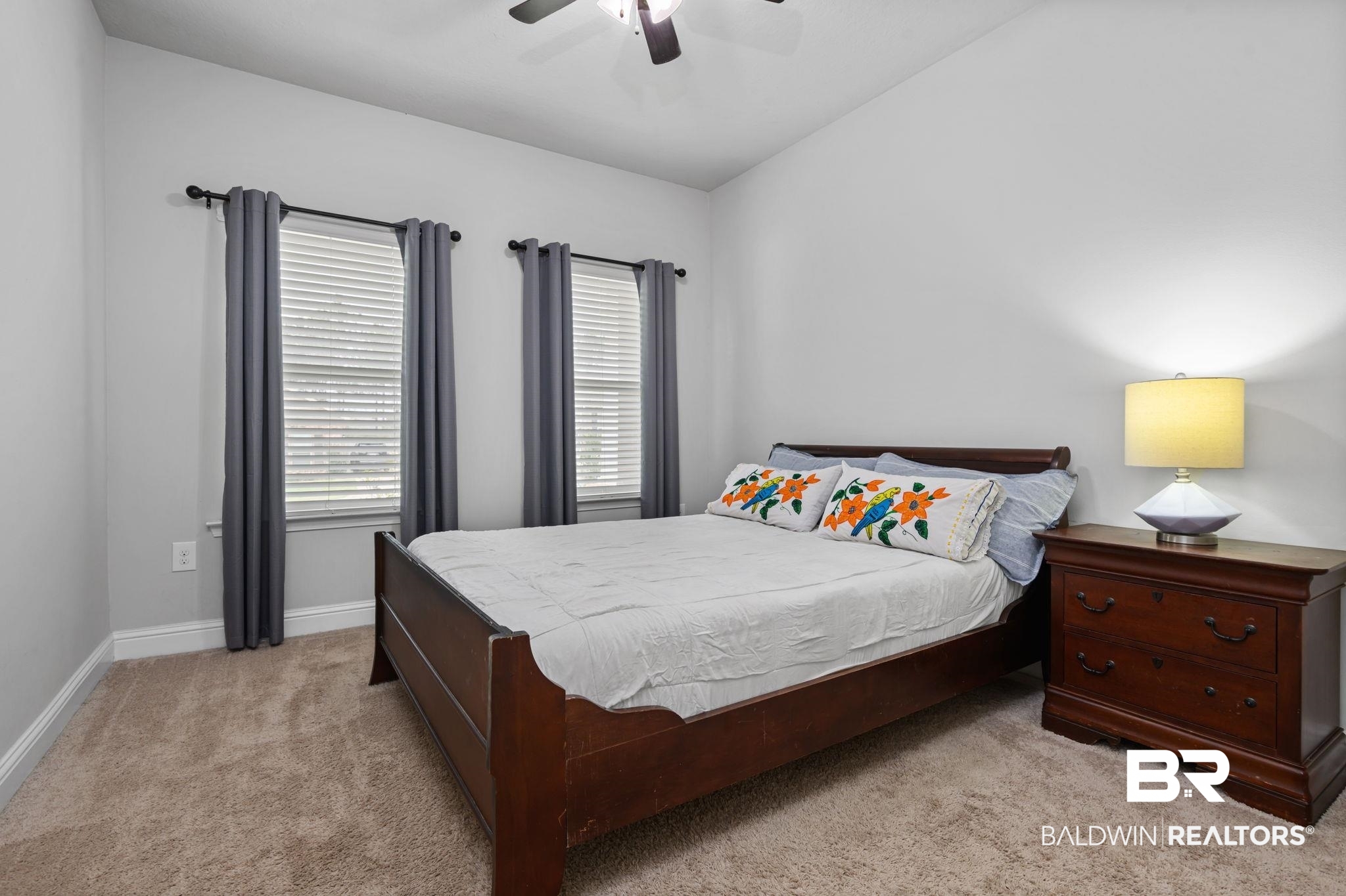 12693 Waxwing Avenue Daphne, AL 36527 - Photo 27 of 43 Bedroom with light carpet, lofted ceiling, and ceiling fan